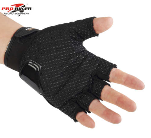 PRO BIKER HALF FINGER MOTORCYCLE GLOVES BLACK LARGE
