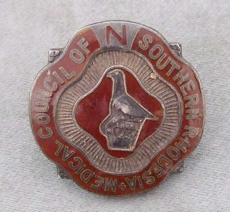 Sterling Silver Medical Council of Southern Rhodesia Cap Badge