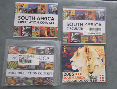 South Africa Circulation Coin Sets 2005, 2006, 2007, 2008 & 2009