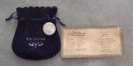 1999 Silver Proof Tickey - Great White Shark