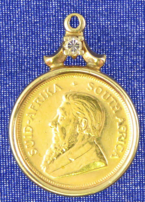 Krugerrand 1/10th Ounce Pendant with Diamond 1981