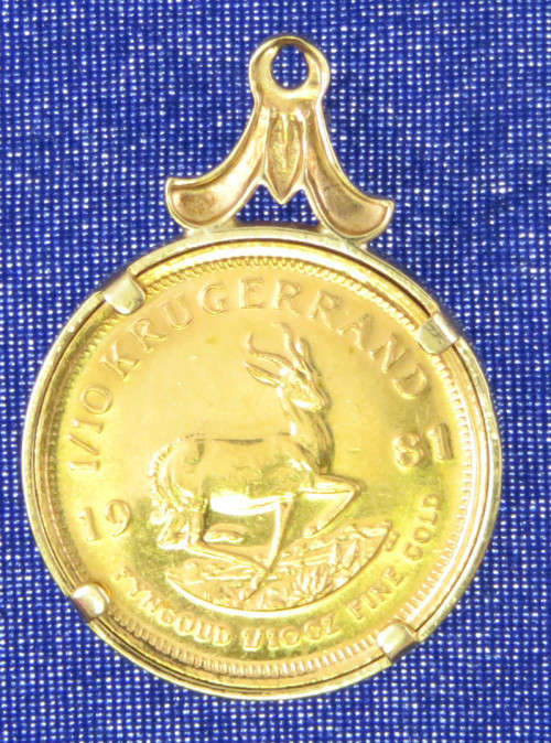 Krugerrand 1/10th Ounce Pendant with Diamond 1981