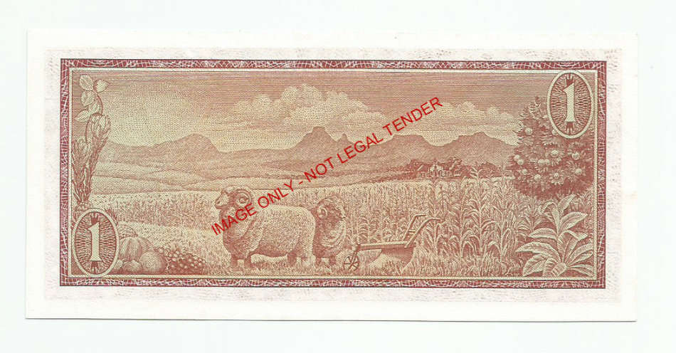 T.W. De Jongh, 2nd Issue, One Rand Low Number B35 000008, UNC