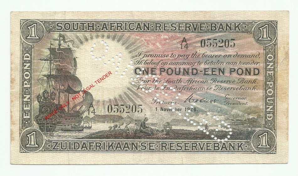 W.H. Clegg,  2nd Issue, One Pounds A14, November 1926, Cancelled Note