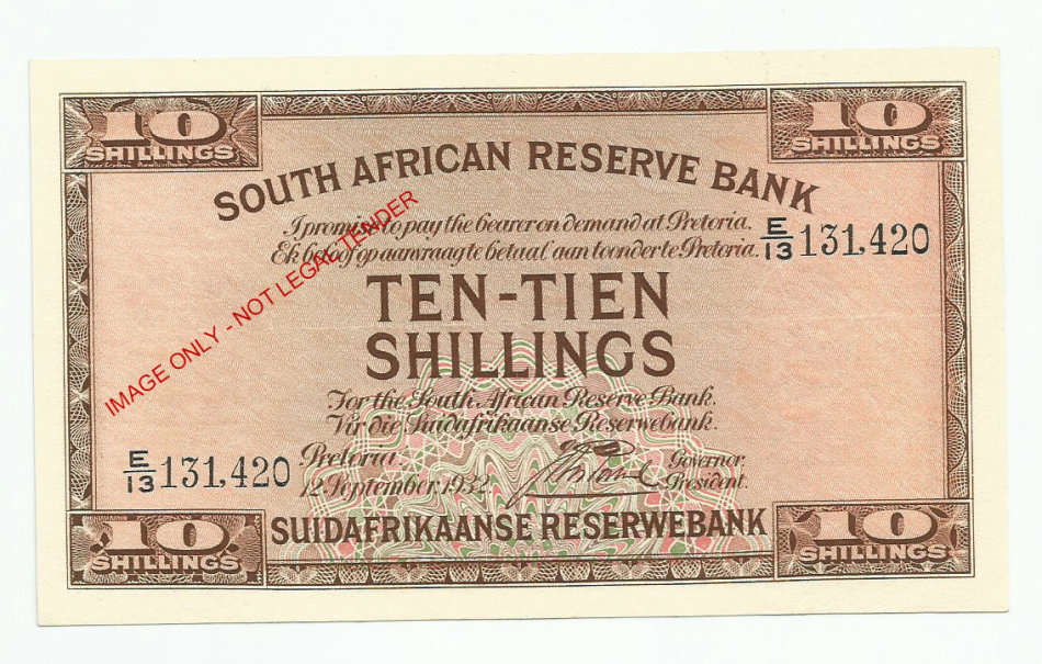 J. Postmus, 1st Issue, Ten Shillings E13, September 1932, AUNC