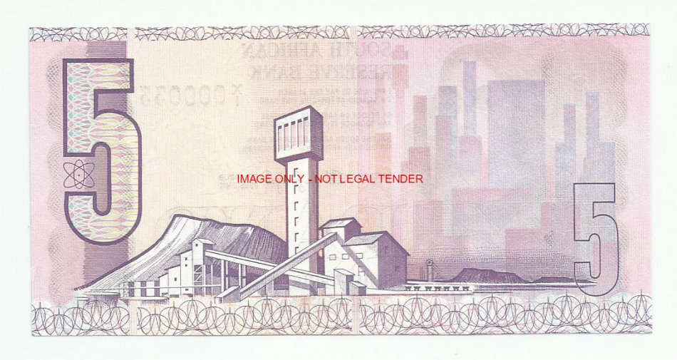 **LOW NUMBER REPLACEMENT** 000033 T.W. De Jongh, 4th Issue Five Rand X1, UNC