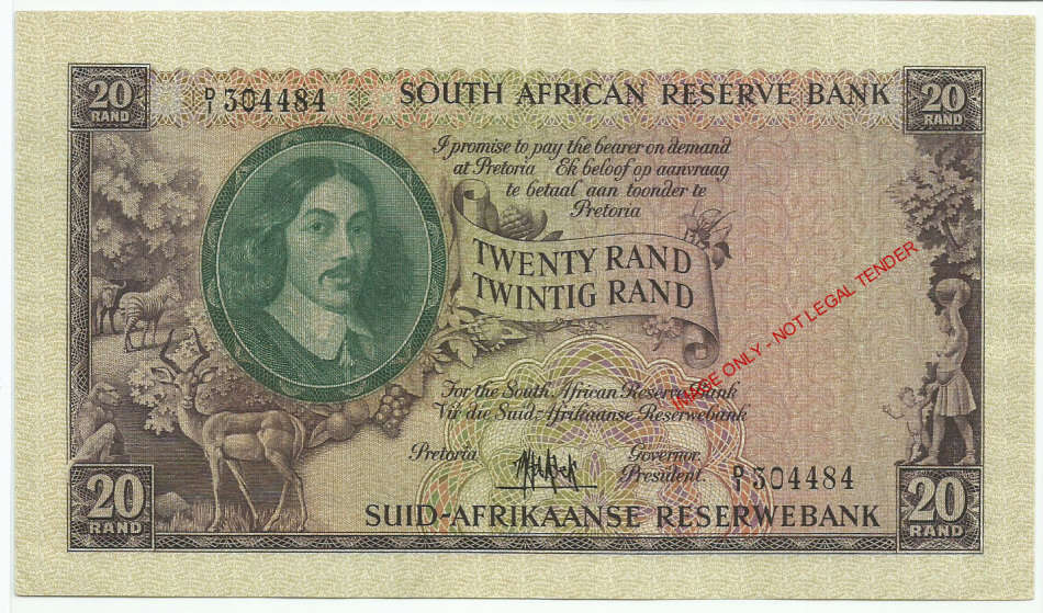 M.H. DE KOCK, 4TH ISSUE, TWENTY RAND D1, AUNC