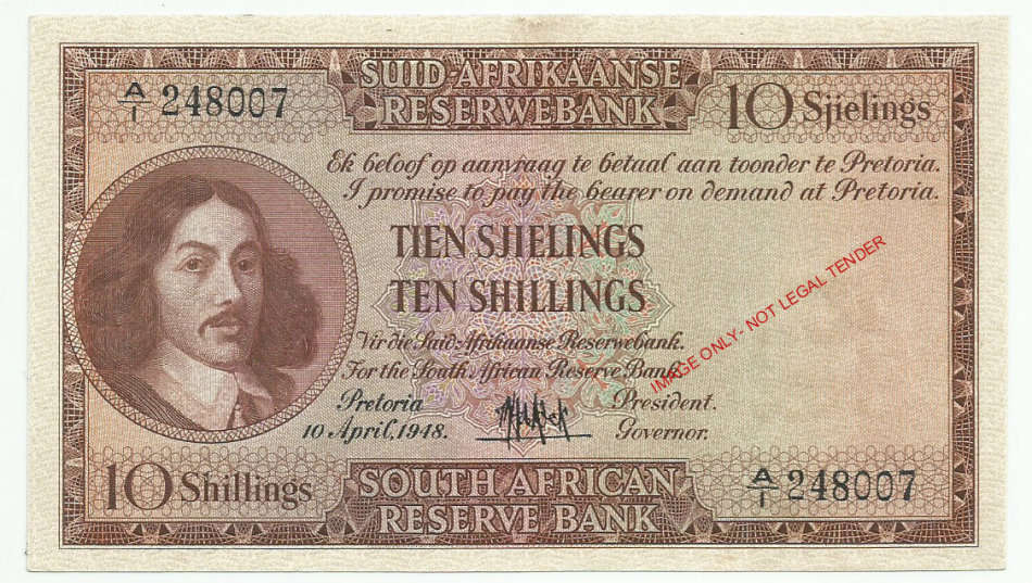 M.H. DE KOCK, 2ND ISSUE, TEN SHILLINGS A1, EF/AUNC