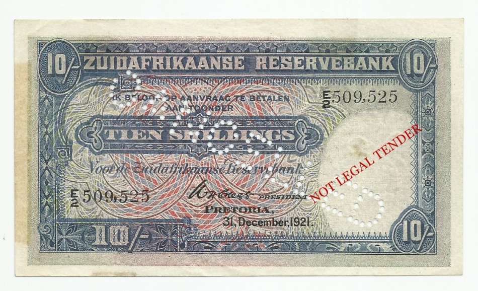 **CANCELLED** W.H. Clegg 1st Issue, 10 Shillings E2, December 1921