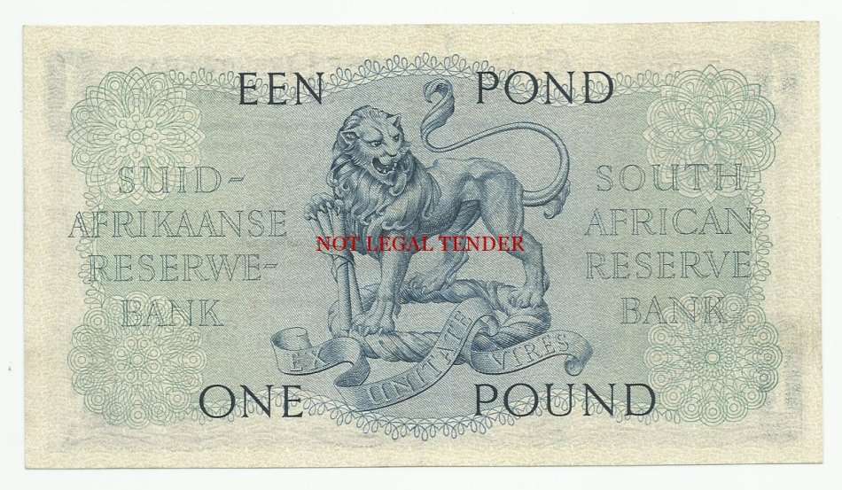 **SCARCE - THICKER PAPER** M.H. DE KOCK, 2ND ISSUE, 1 POUND B28, APRIL 1949, UNC
