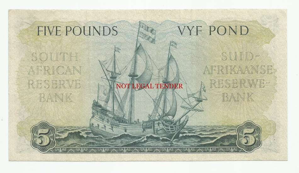 M.H. DE KOCK, 2ND ISSUE, 5 POUNDS C3, NOVEMBER 1948, AUNC