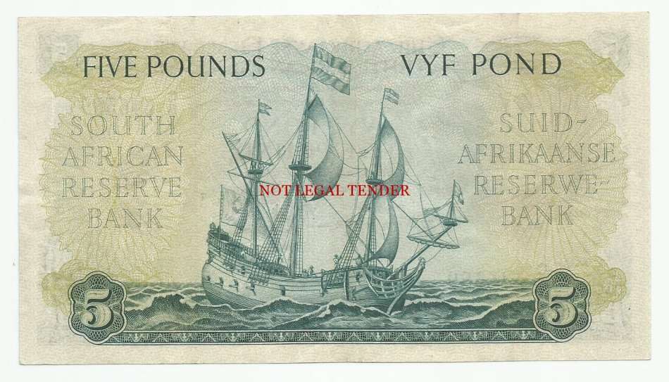 M.H. DE KOCK, 2ND ISSUE, 5 POUNDS C6, NOVEMBER 1948, EF