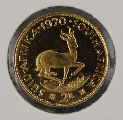 SOUTH AFRICA, 1970 R2 PROOF GOLD