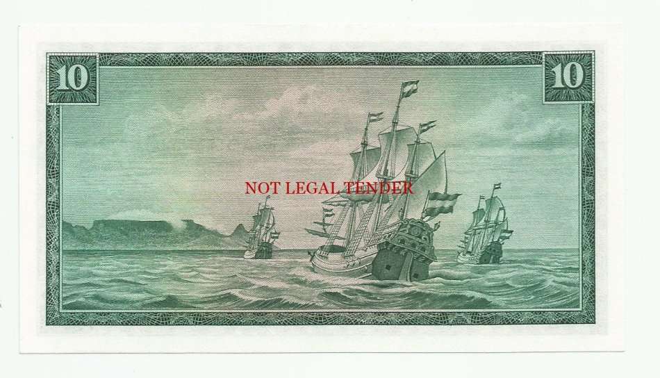 **REPLACEMENT** T.W. De Jongh 3rd Issue, Ten Rand W21, UNC