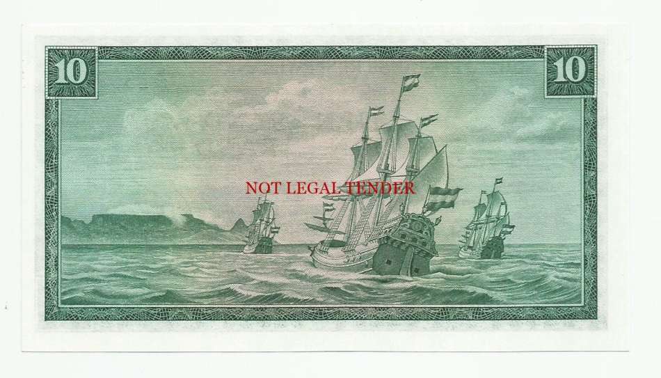 **REPLACEMENT** T.W. De Jongh 3rd Issue, Ten Rand W22, UNC