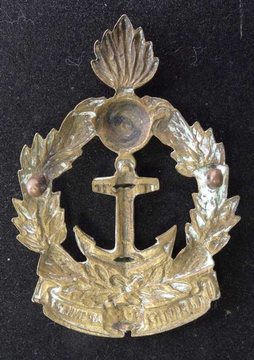 VERY RARE SOUTH AFRICA MARINE CORPS BI METAL CAP BADGE WORN 1953 - 1955