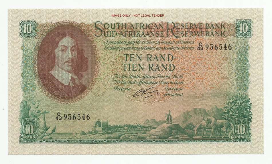 G. RISSIK, 1ST ISSUE, TEN RAND C43, AUNC
