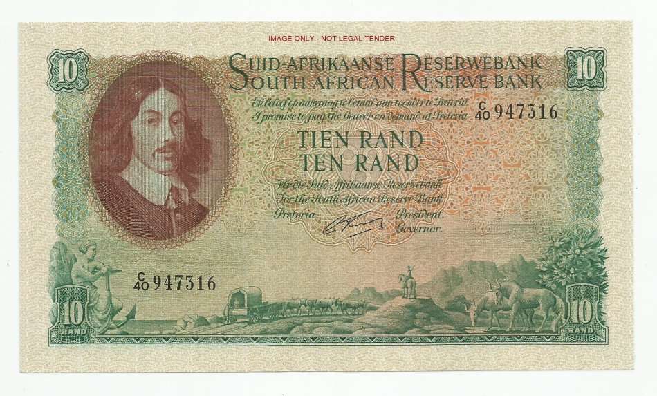 G. RISSIK, 1ST ISSUE, TEN RAND C40, AUNC