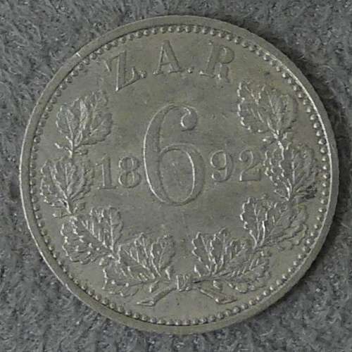 ZAR Kruger 1892 Sixpence EF