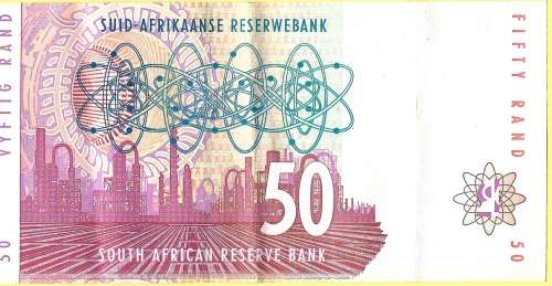South Africa R 50 Stals, AA Prefix, Red Water Variety Banknote