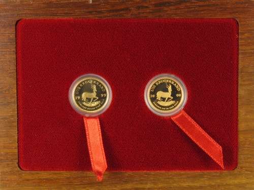 Millennium 1/10 Oz Proof Krugerrand Set 1999 & 2000 (Only 500 Sets Made)