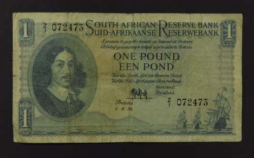 Extremely Rare One Pound De Kock 1958 Z1 Replacement