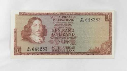 Miss-print R1 One Rand de Jong 1973 Banknote