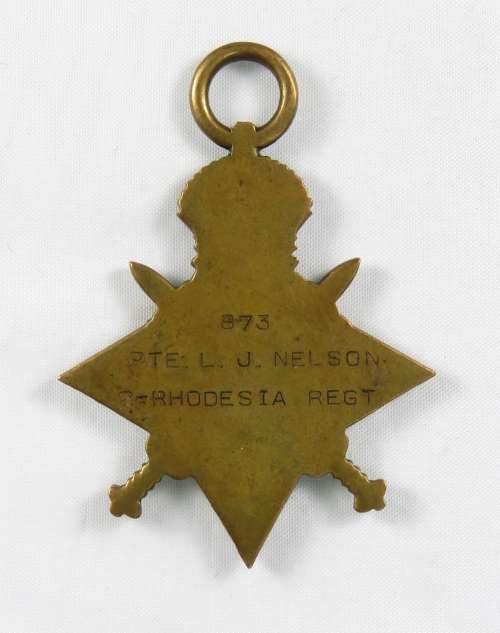 1914/15 Star 873 Pte L. J. Nelson 2 - Rhodesia Regiment