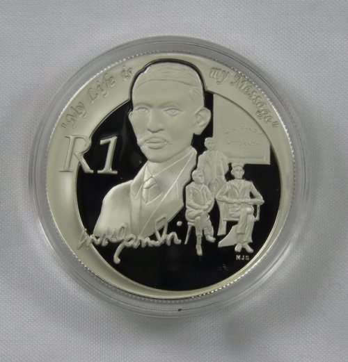 2008 Protea Silver Proof Coin - Mahatma Gandhi