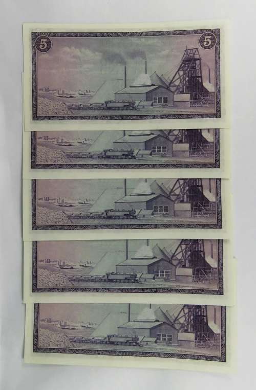 R5 T. W. de Jongh 1975 UNC 5 Consecutive Numbers