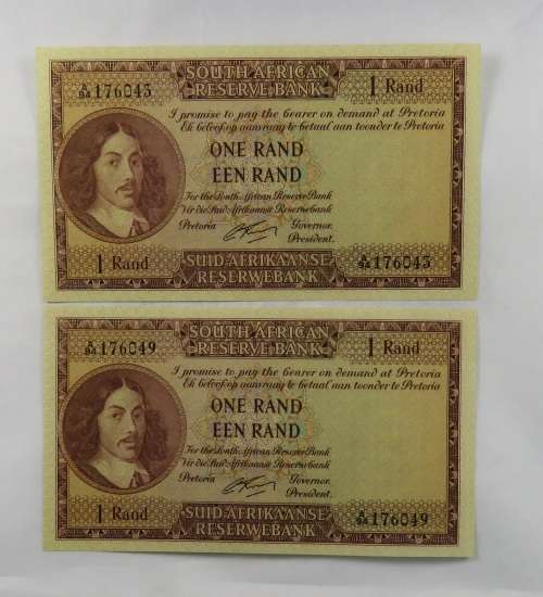 G. Rissik R1 1962 UNC Two Close Numbers (Bid Per Note)