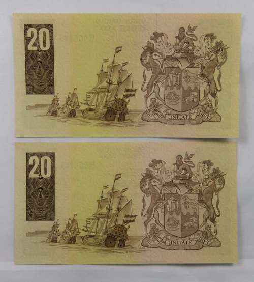 South Africa G. de Kock R20 1981 D1 UNC X 2 Closely Numbered Notes (bid per note)