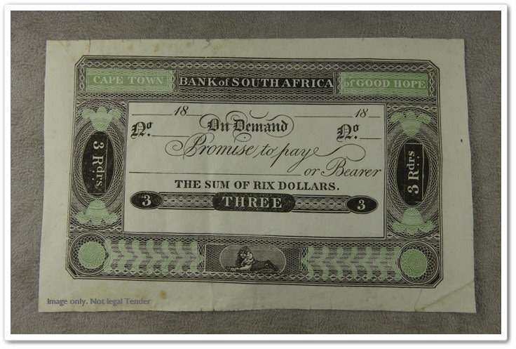 **RARE** BANK OF SOUTH AFRICA - CAPE TOWN OF GOOD HOPE THREE RIX DOLLARS