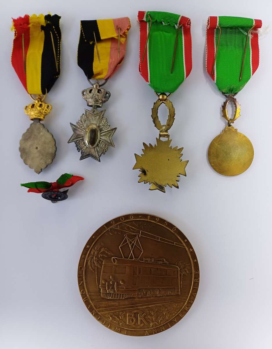 Begium Congo Katanga Medal Group with Railway Medallion and Badge awarded to Jacques Jules Andries