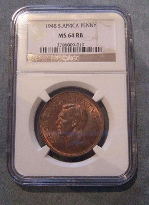 South Africa Penny 1948 MS64RB 2nd Finest