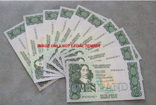 GPC De Kock 3rd Issue R10 Ten Consecutive Numbers UNC (price per note)