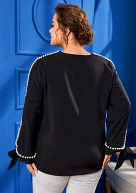 Mulvari Plus Pearls Beaded Knot Detail Top