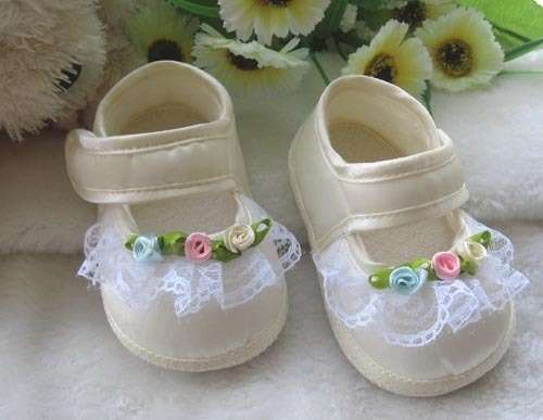 soft baby infants toddler lace flower Mary Jane shoes size 2