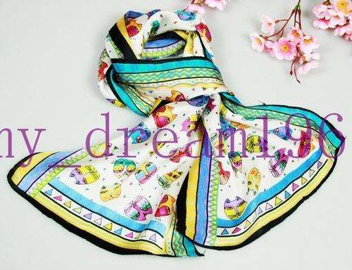 100% SILK ABSTRACT Animals cat DESIGN SCARVES SCARF/SHAWL