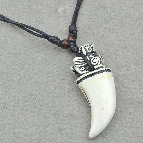Yak Bone Carved Indian Vintage Necklace Pendant