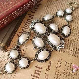 Ancient Big White Stone Bangle Bracelet