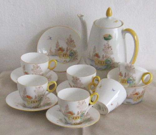 SHELLEY COFFEE SET - COFFEE POT, SUGAR BOWL, MILK JUG & CUPS & SAUCERS