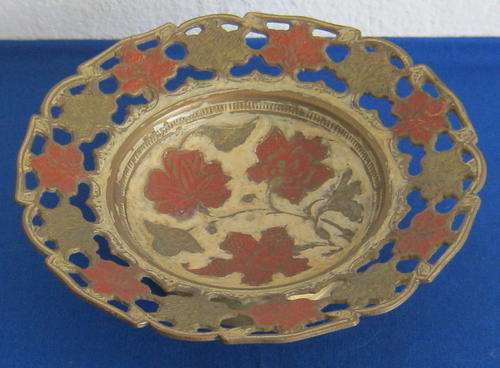 BRASS BOWL WITH ENAMEL DETAIL