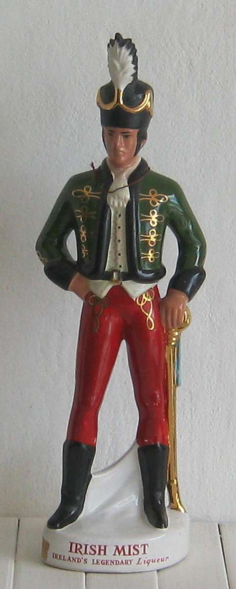 PORCELAIN IRISH SOLDIER DECANTER - IRISH MIST - HEIGHT 48cm