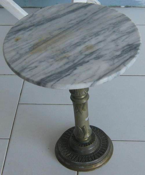 BRASS BASE AND MARBLE TOP TABLE
