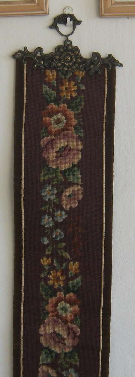 EMBROIDERED WALL HANGING WITH BRASS CLASPS - 120CM LONG