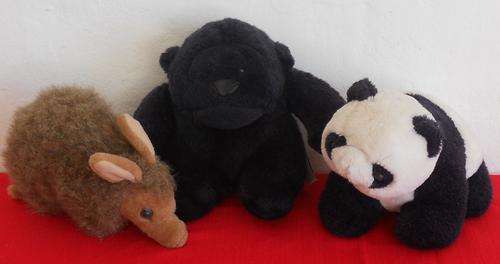 ENDANGERED SPECIES FLUFFY TOYS - Gorilla, Panda & Ardvark