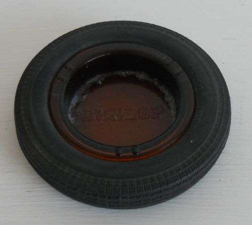 TYRE ASHTRAY - DUNLOP TYRE WITH GLASS ASHTRAY