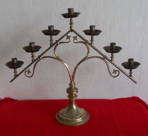 LARGE BRASS AND COPPER CANDELABRA / MINORA