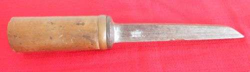 ANTIQUE WOODEN HANDLE MORTISE LOCK CHISEL - MARKED JOHN GREEN